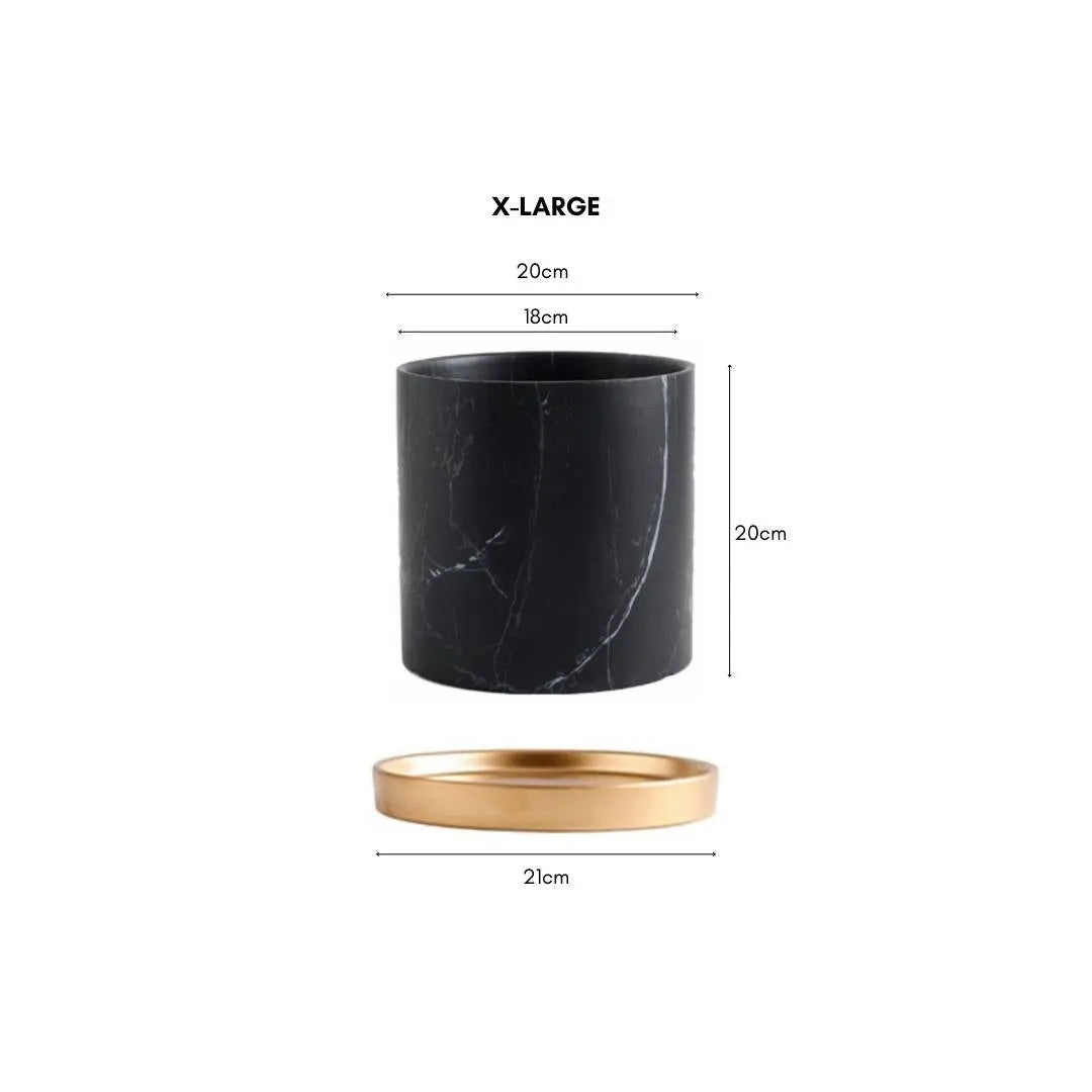Bowie Black Marble Ceramic Flower Pot-Speckled Space