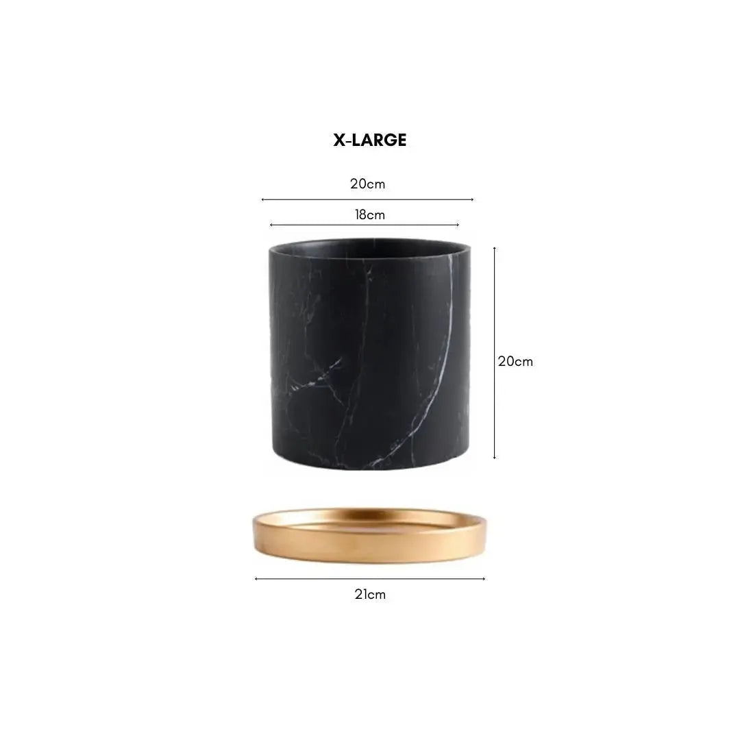Bowie Black Marble Ceramic Flower Pot-Speckled Space