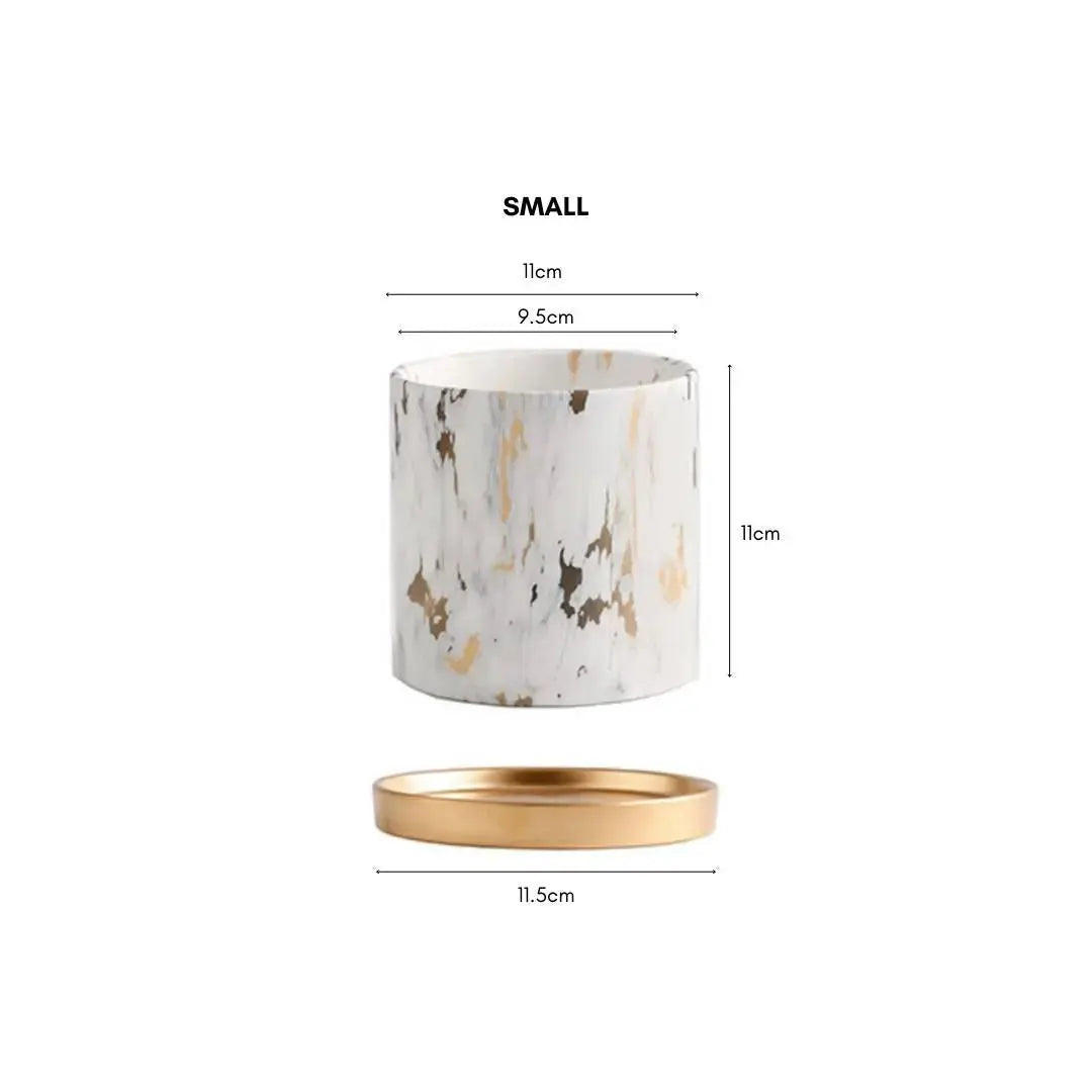 Miygan Marble Gold Ceramic Flower Pot-Speckled Space