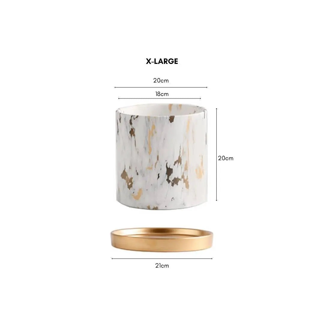 Miygan Marble Gold Ceramic Flower Pot-Speckled Space