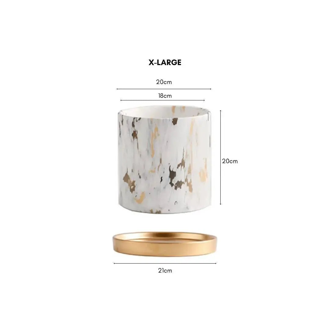Miygan Marble Gold Ceramic Flower Pot-Speckled Space