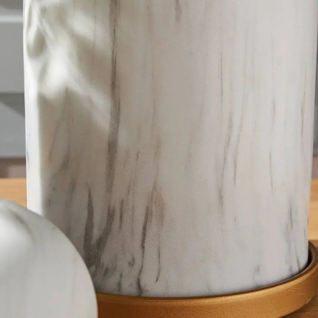 Mobie Marble White Ceramic Flower Pot-Speckled Space
