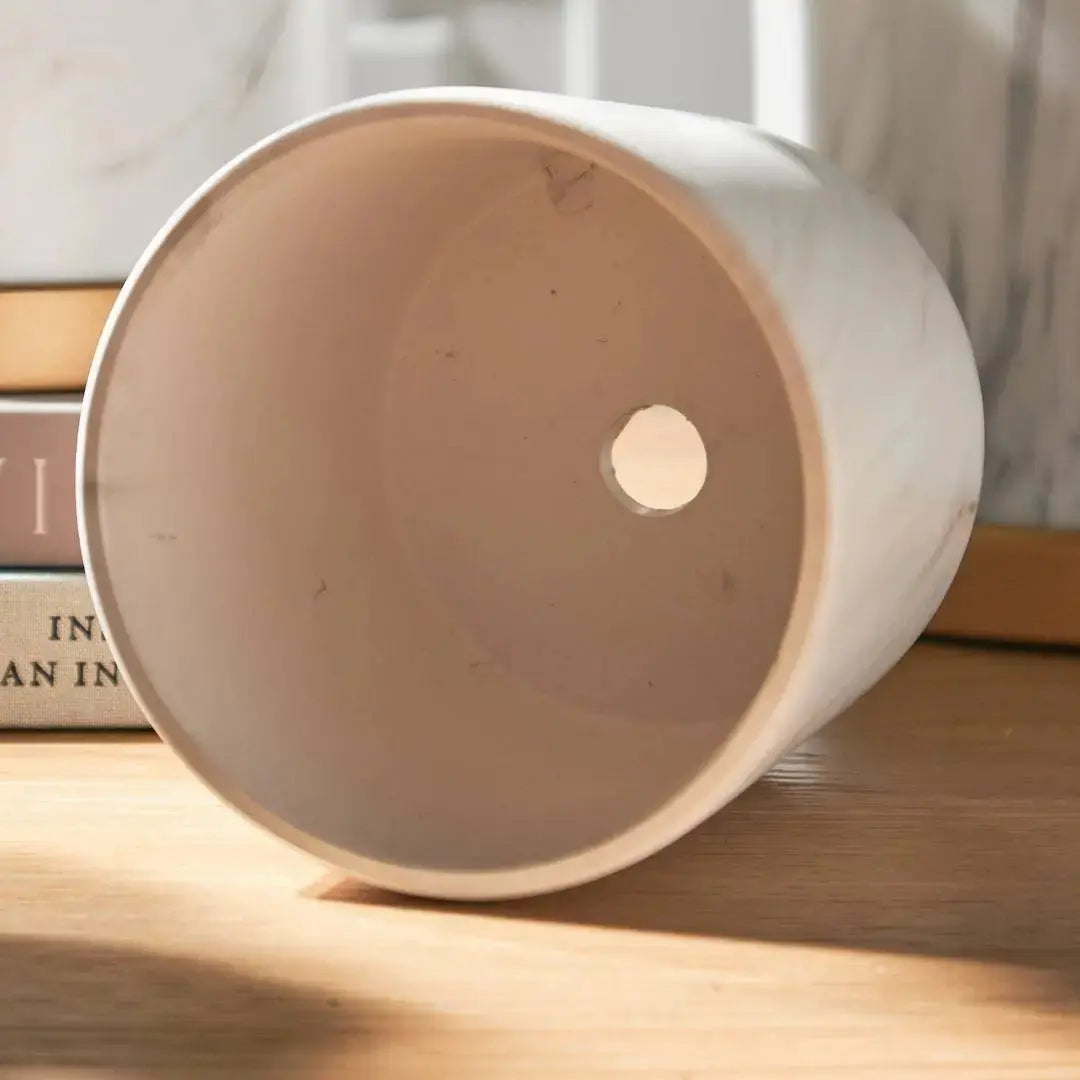 Mobie Marble White Ceramic Flower Pot-Speckled Space