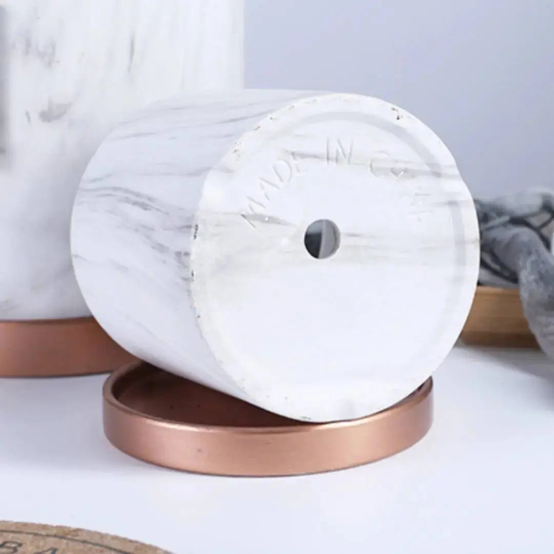 Mobie Marble White Ceramic Flower Pot-Speckled Space