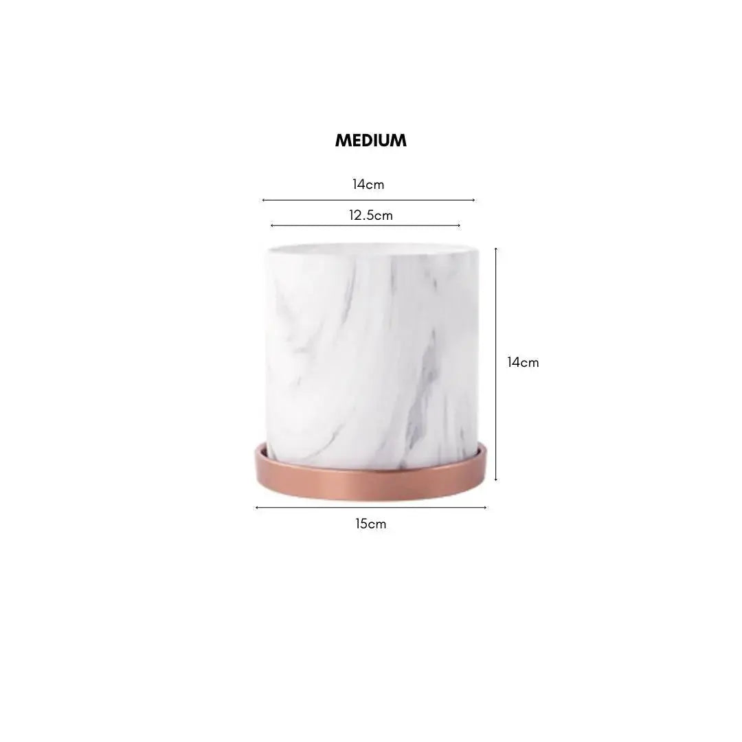 Mobie Marble White Ceramic Flower Pot-Speckled Space