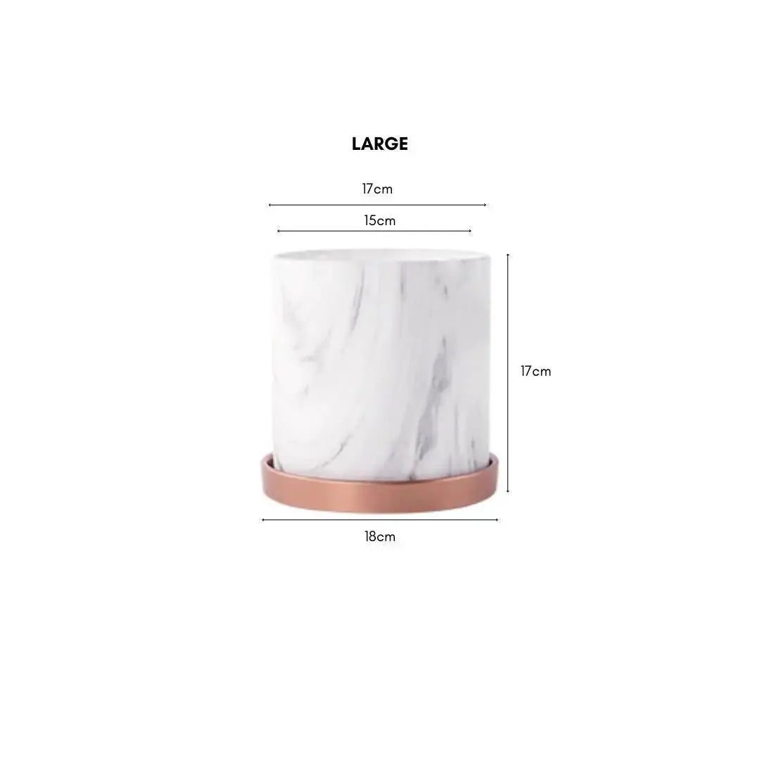 Mobie Marble White Ceramic Flower Pot-Speckled Space