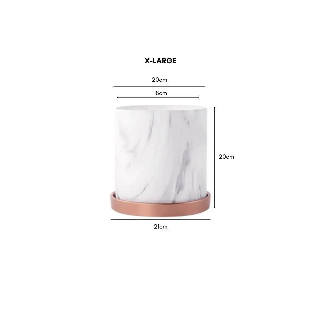 Mobie Marble White Ceramic Flower Pot-Speckled Space