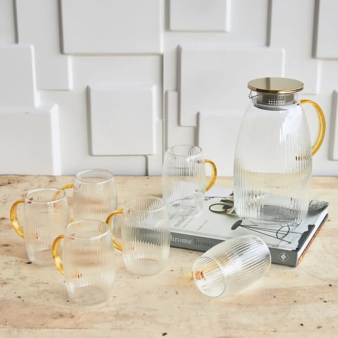 Prilo Borosilicate Glass Jug Set-Speckled Space