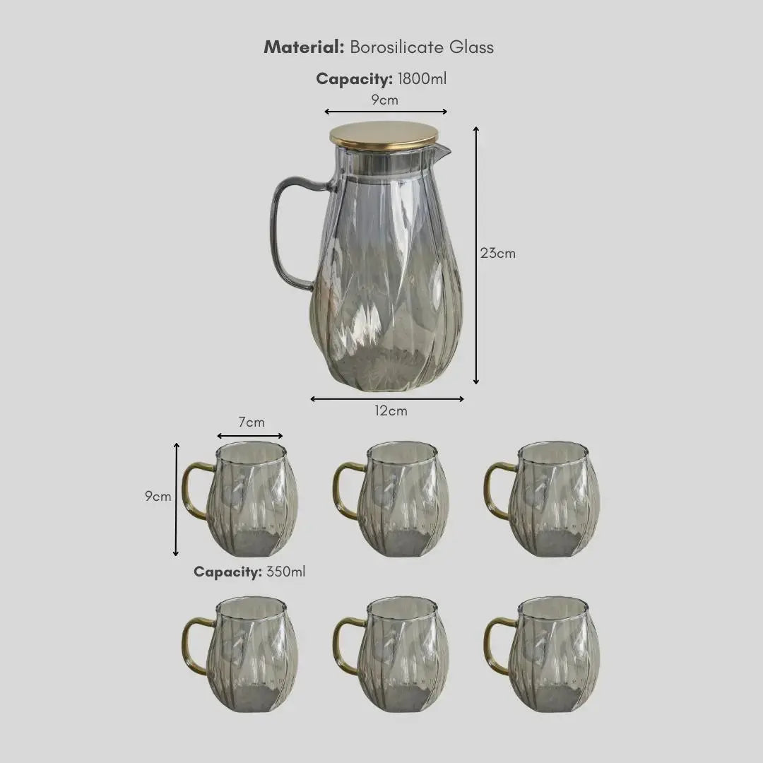 Quentin Borosilicate Glass Jug Set-Speckled Space