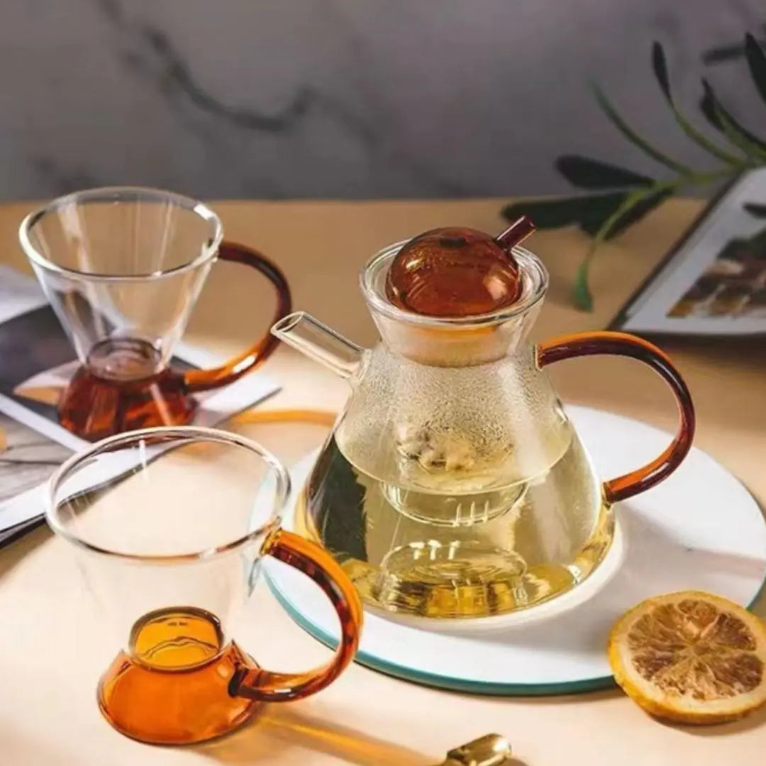 Tinea Borosilicate Glass Teapot Set-Speckled Space