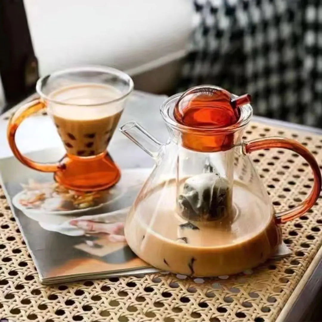 Tinea Borosilicate Glass Teapot Set-Speckled Space