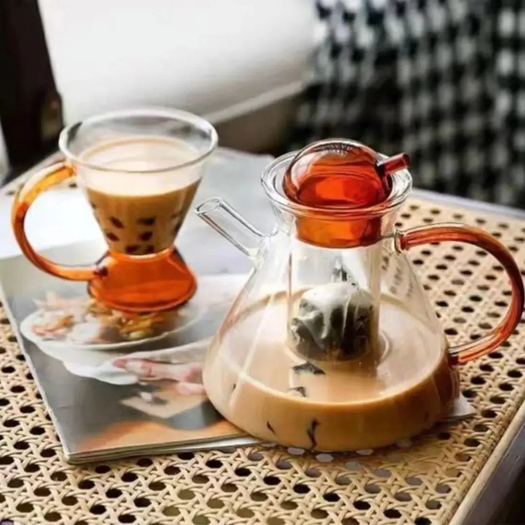 Tinea Borosilicate Glass Teapot Set-Speckled Space
