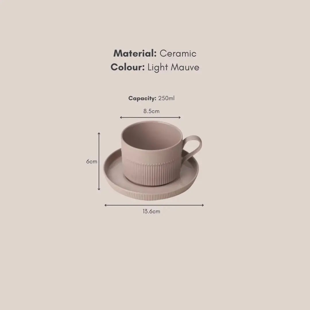 Abaca Ceramic Teacup with Saucer-Speckled Space