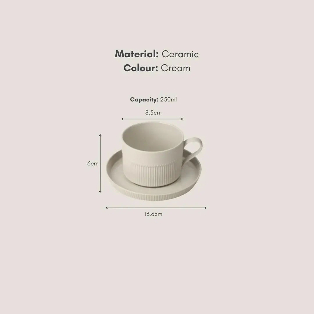 Abaca Ceramic Teacup with Saucer-Speckled Space