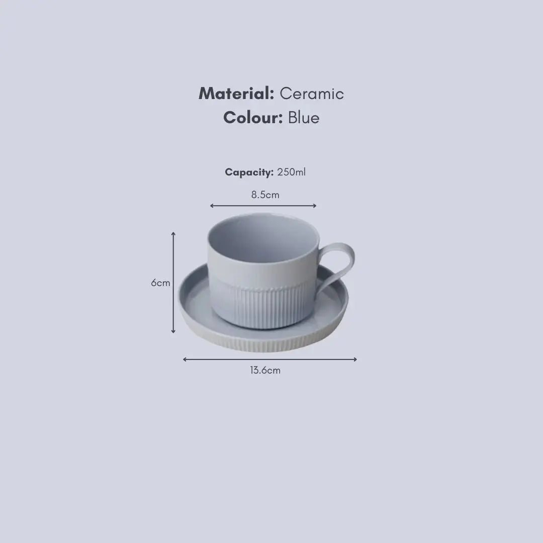 Abaca Ceramic Teacup with Saucer-Speckled Space