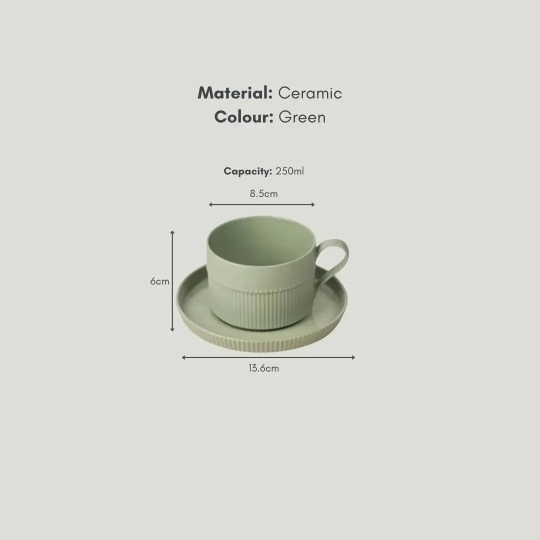 Abaca Ceramic Teacup with Saucer-Speckled Space