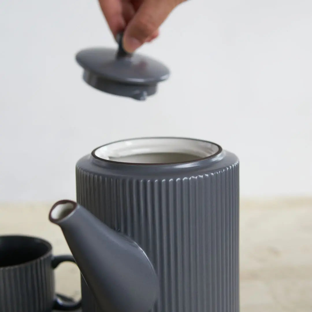 Panelope Grey Ceramic Teapot Set-Speckled Space