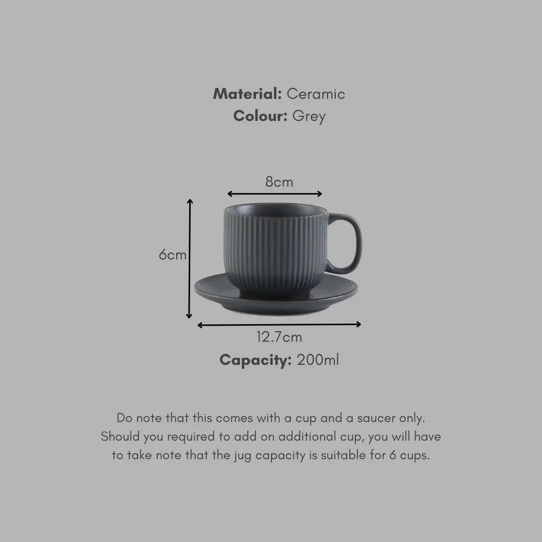 Panelope Grey Ceramic Teapot Set-Speckled Space
