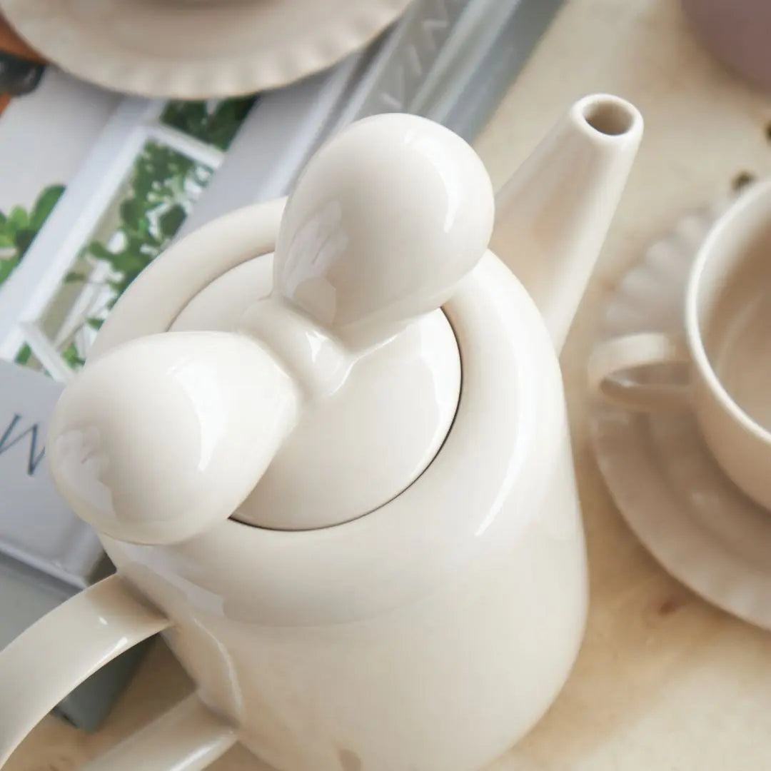 Ricabella Ceramic Cream Teapot Set-Speckled Space
