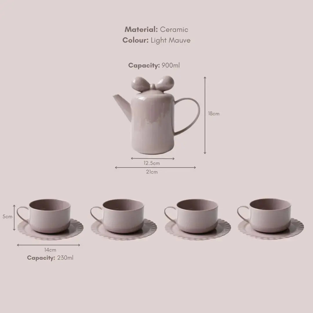 Ricabella Ceramic Light Mauve Teapot Set-Speckled Space