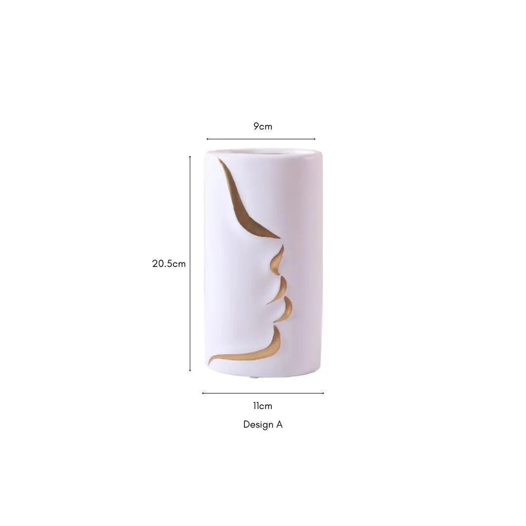 Rylee Abstract Face Design Ceramic Vase-Speckled Space