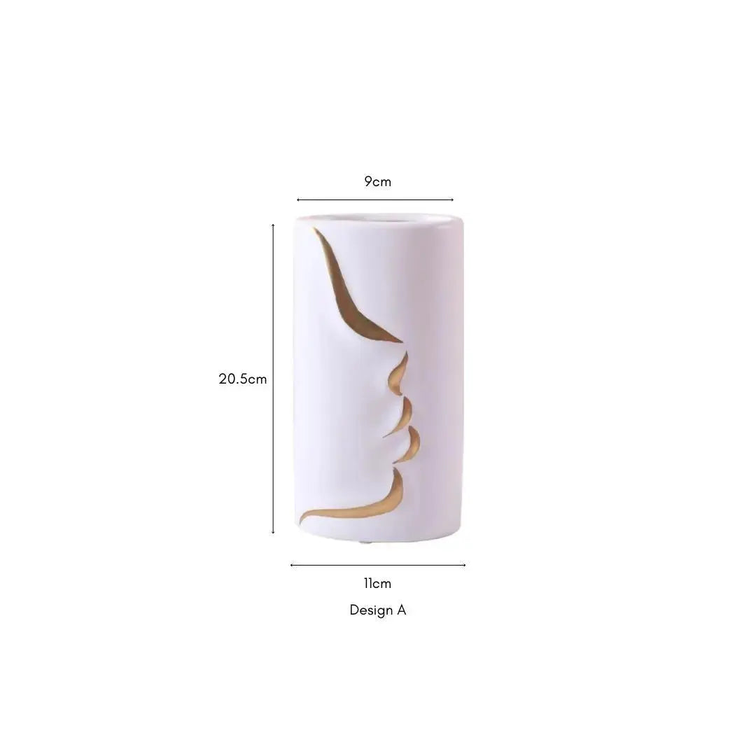 Rylee Abstract Face Design Ceramic Vase-Speckled Space