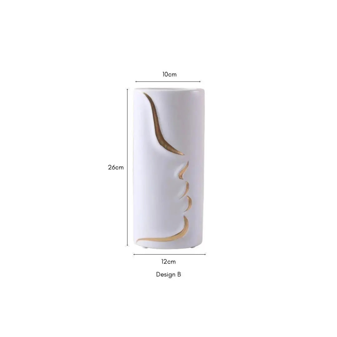 Rylee Abstract Face Design Ceramic Vase-Speckled Space