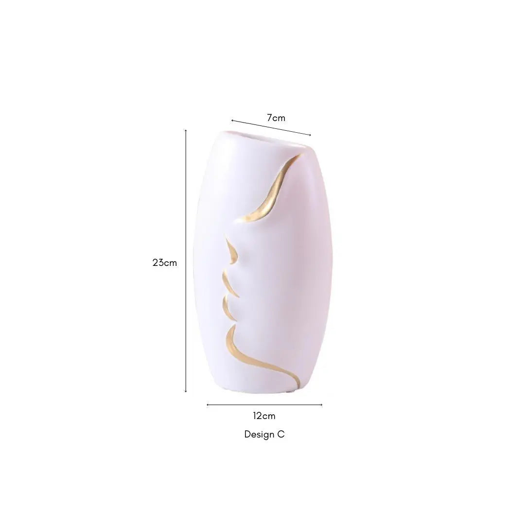 Rylee Abstract Face Design Ceramic Vase-Speckled Space