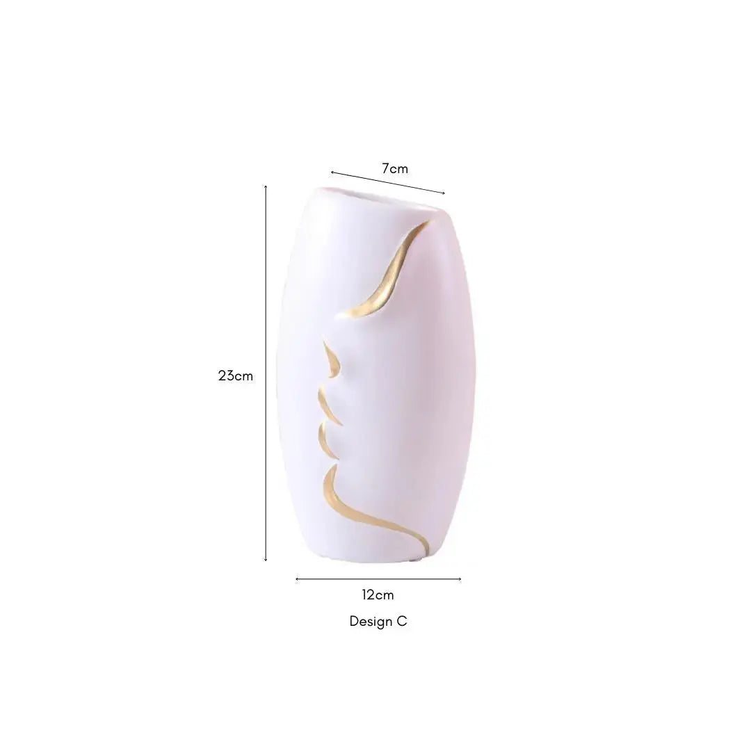 Rylee Abstract Face Design Ceramic Vase-Speckled Space