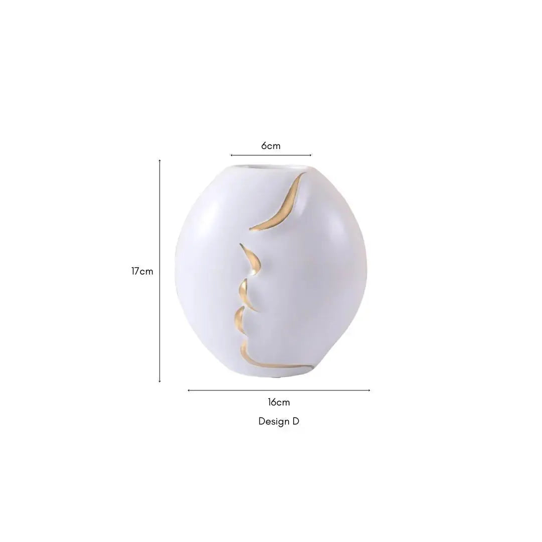 Rylee Abstract Face Design Ceramic Vase-Speckled Space