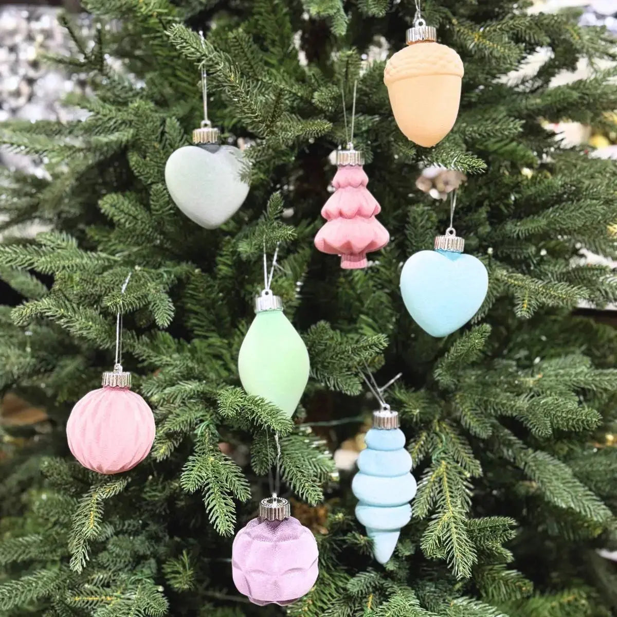 Christmas Velvet Non-Glitter Hanging Baubles-Speckled Space