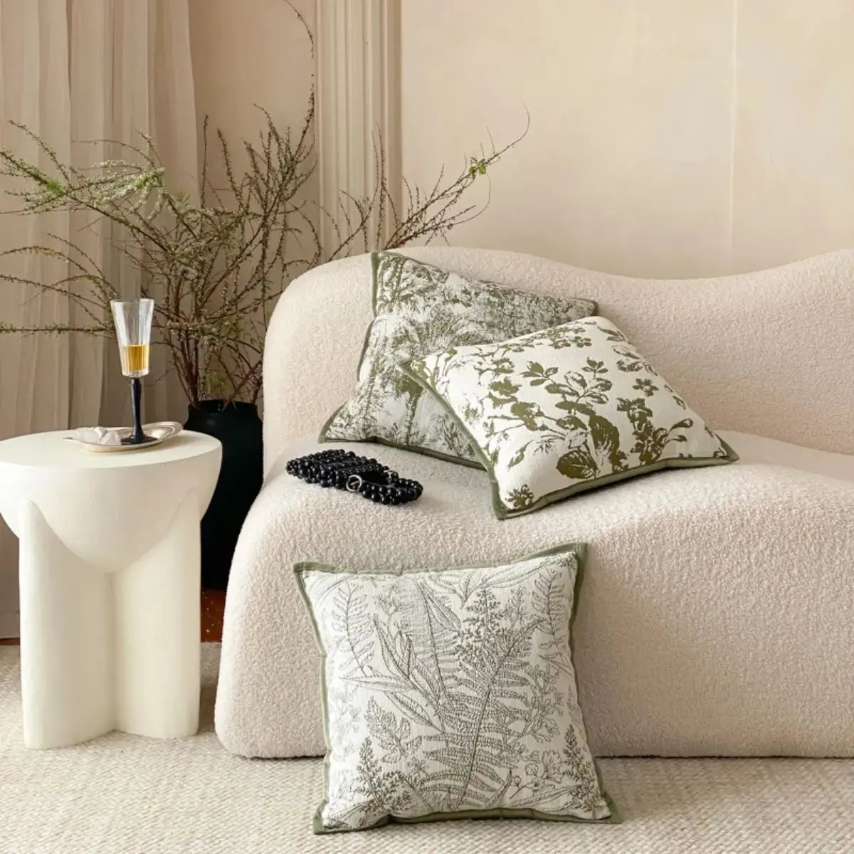 Boscha Green Floral Cushion Cover A Speckled Space