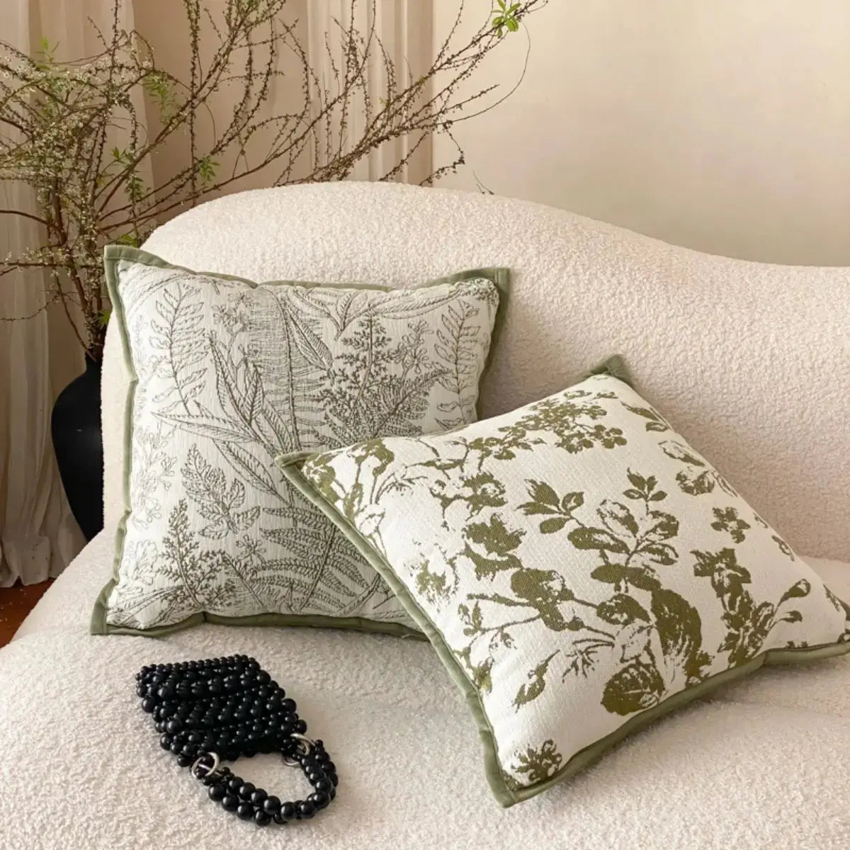 Boscha Green Floral Cushion Cover A Speckled Space