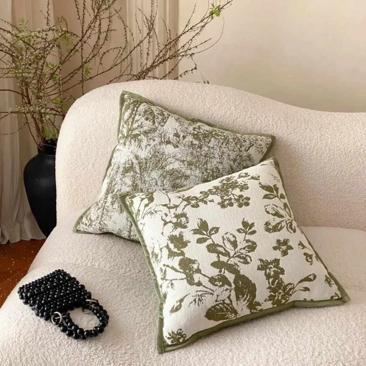 Boscha Green Floral Cushion Cover A Speckled Space