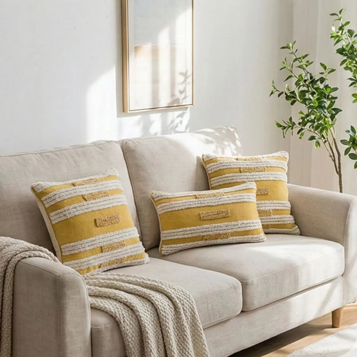 Germaine Yellow Tufted Cushion Cover A Speckled Space