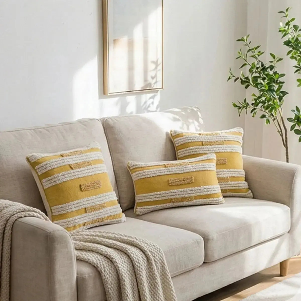 Germaine Yellow Tufted Cushion Cover A Speckled Space