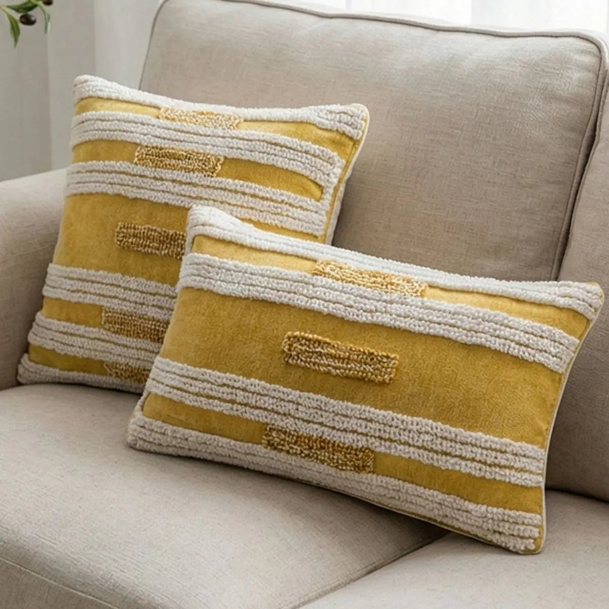 Germaine Yellow Tufted Cushion Cover A Speckled Space