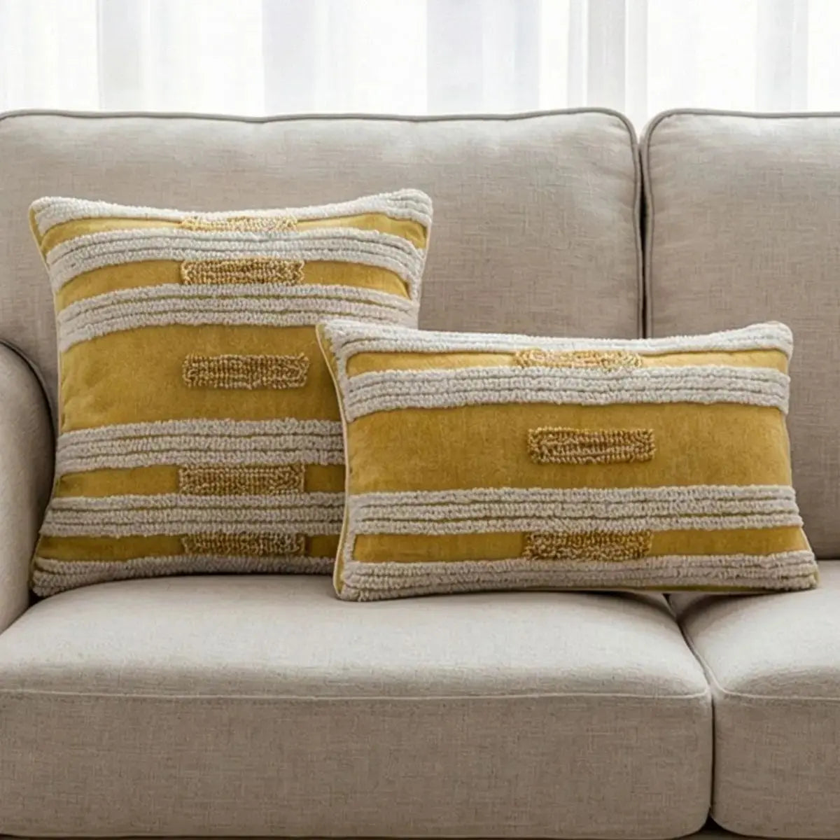 Germaine Yellow Tufted Cushion Cover A Speckled Space