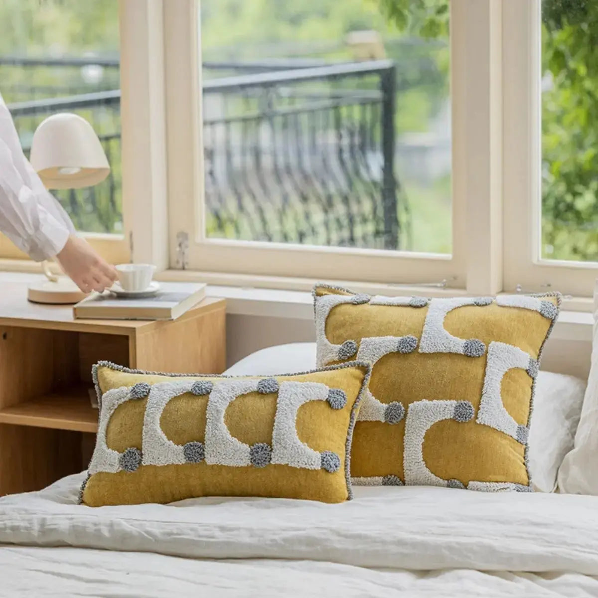 Germaine Yellow Tufted Cushion Cover D Speckled Space