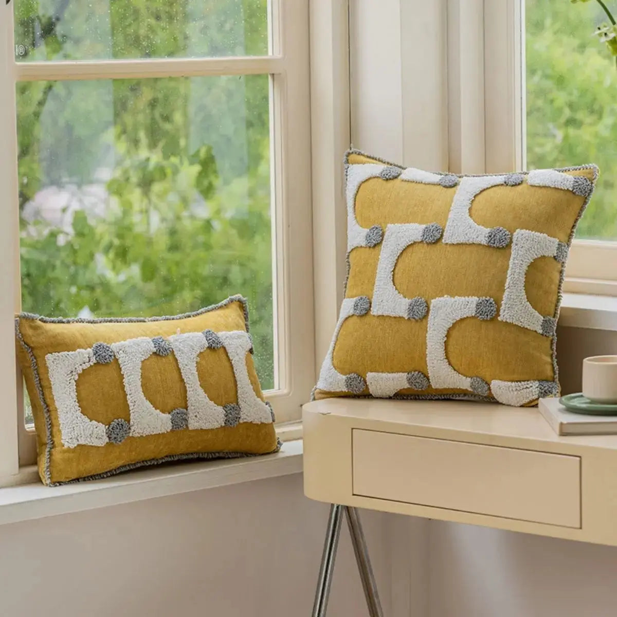 Germaine Yellow Tufted Cushion Cover D Speckled Space