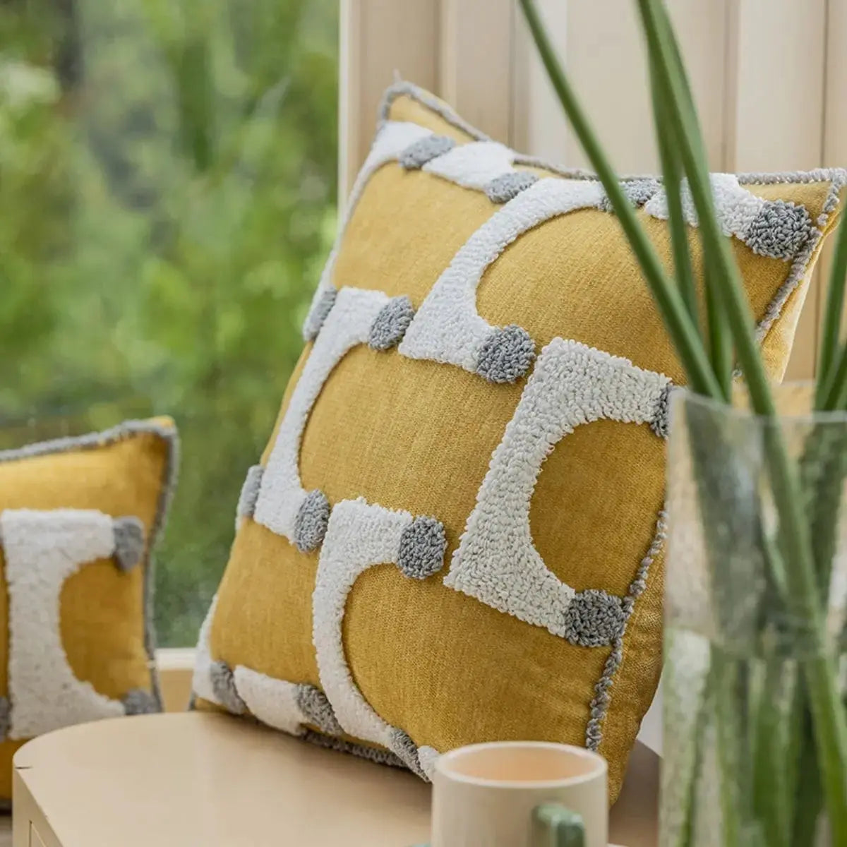 Germaine Yellow Tufted Cushion Cover D Speckled Space
