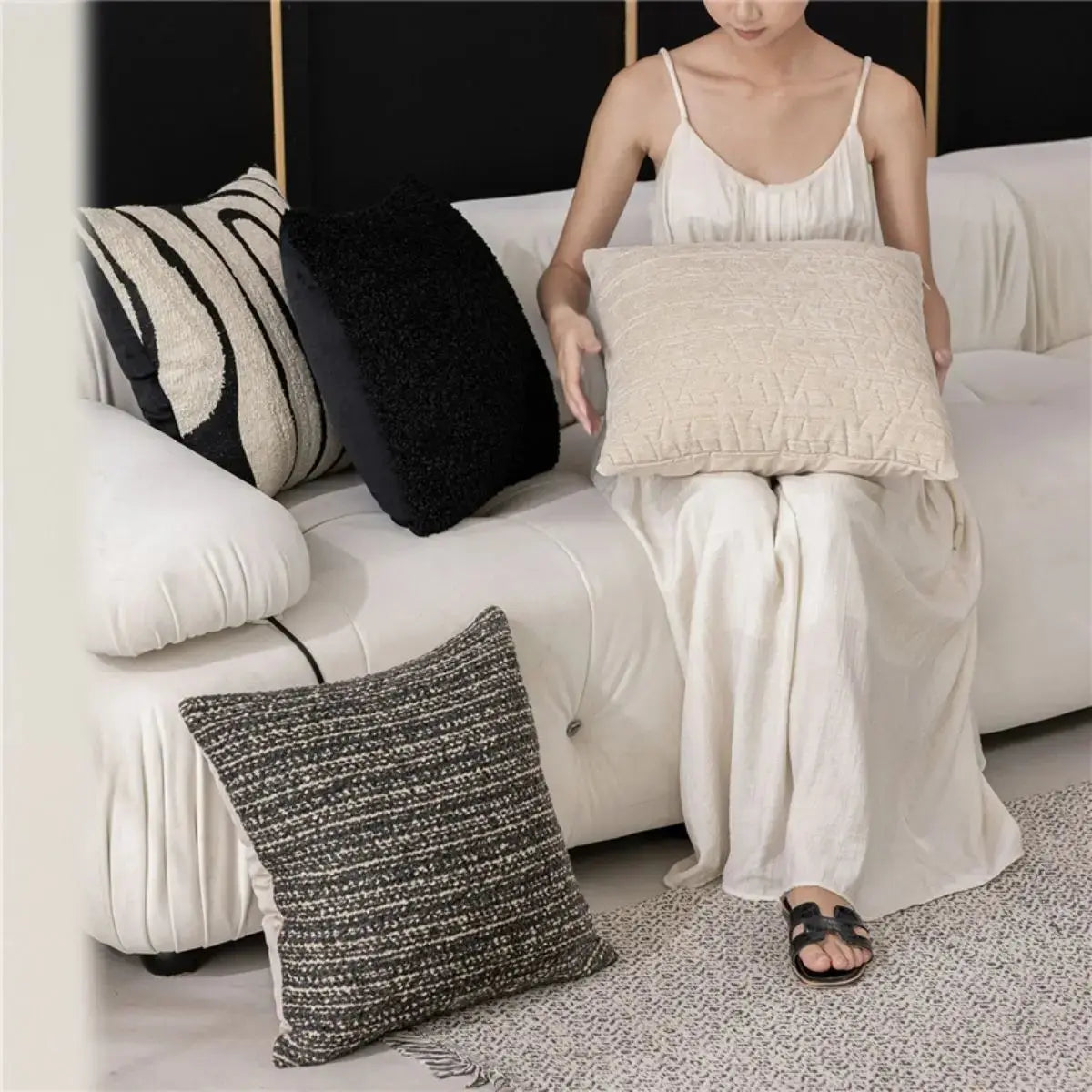 Harpist Black Cream Cushion Cover A Speckled Space