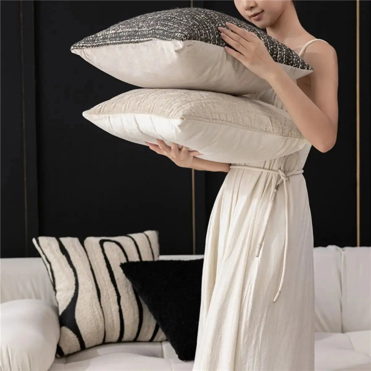 Harpist Black Cream Cushion Cover A Speckled Space