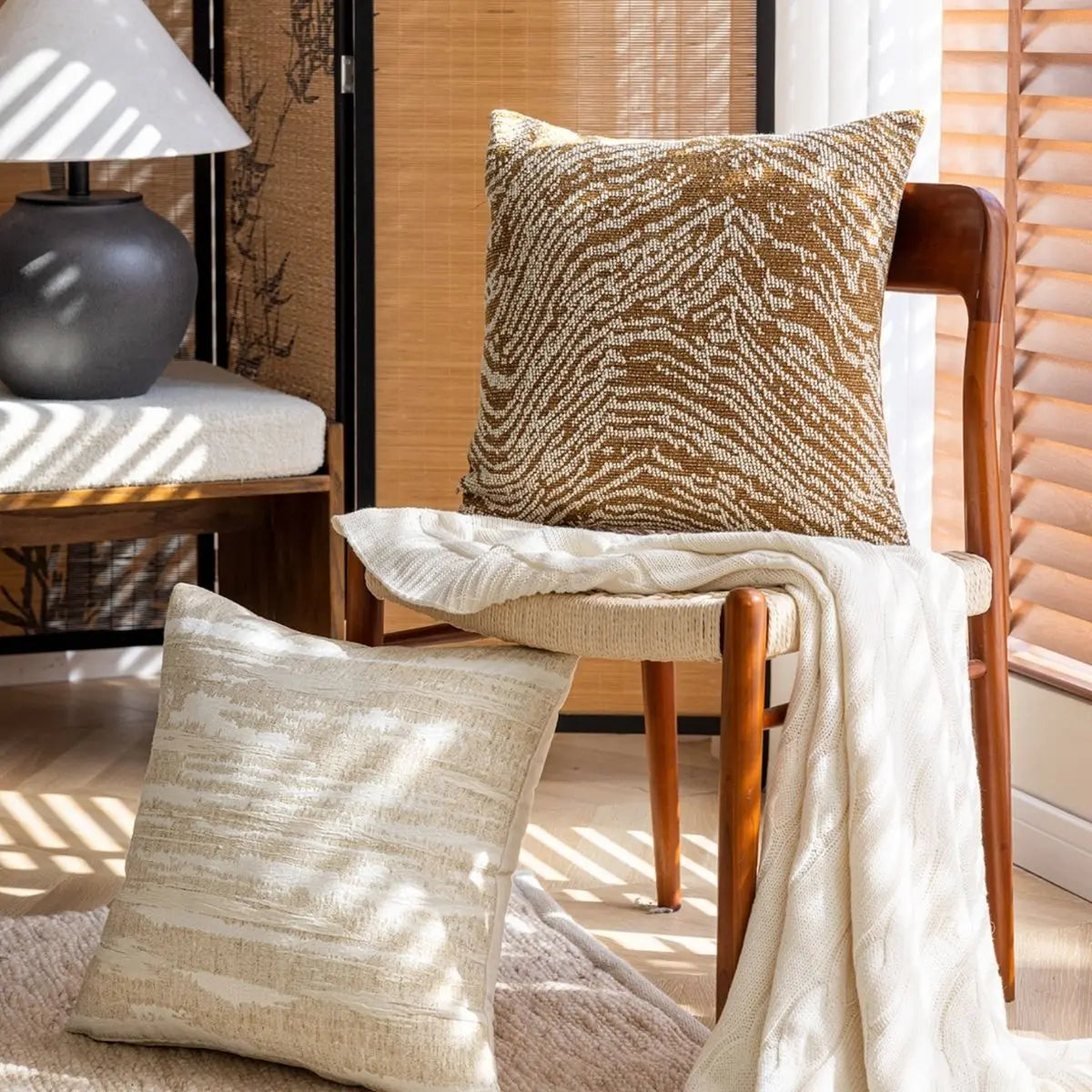 Louverino Mustard Cushion Cover A Speckled Space