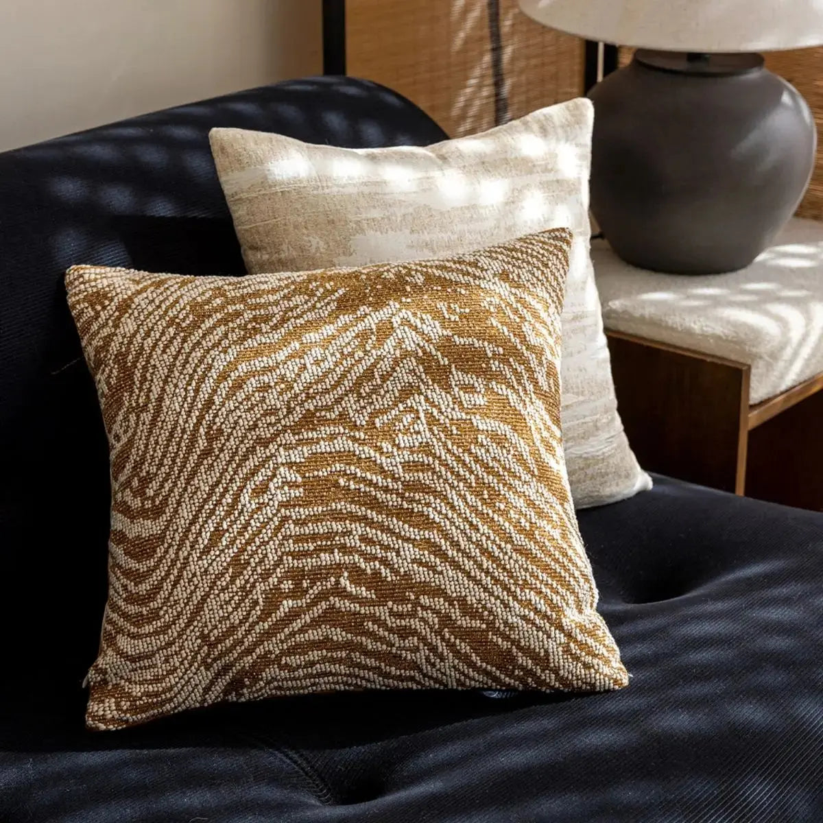 Louverino Mustard Cushion Cover A Speckled Space