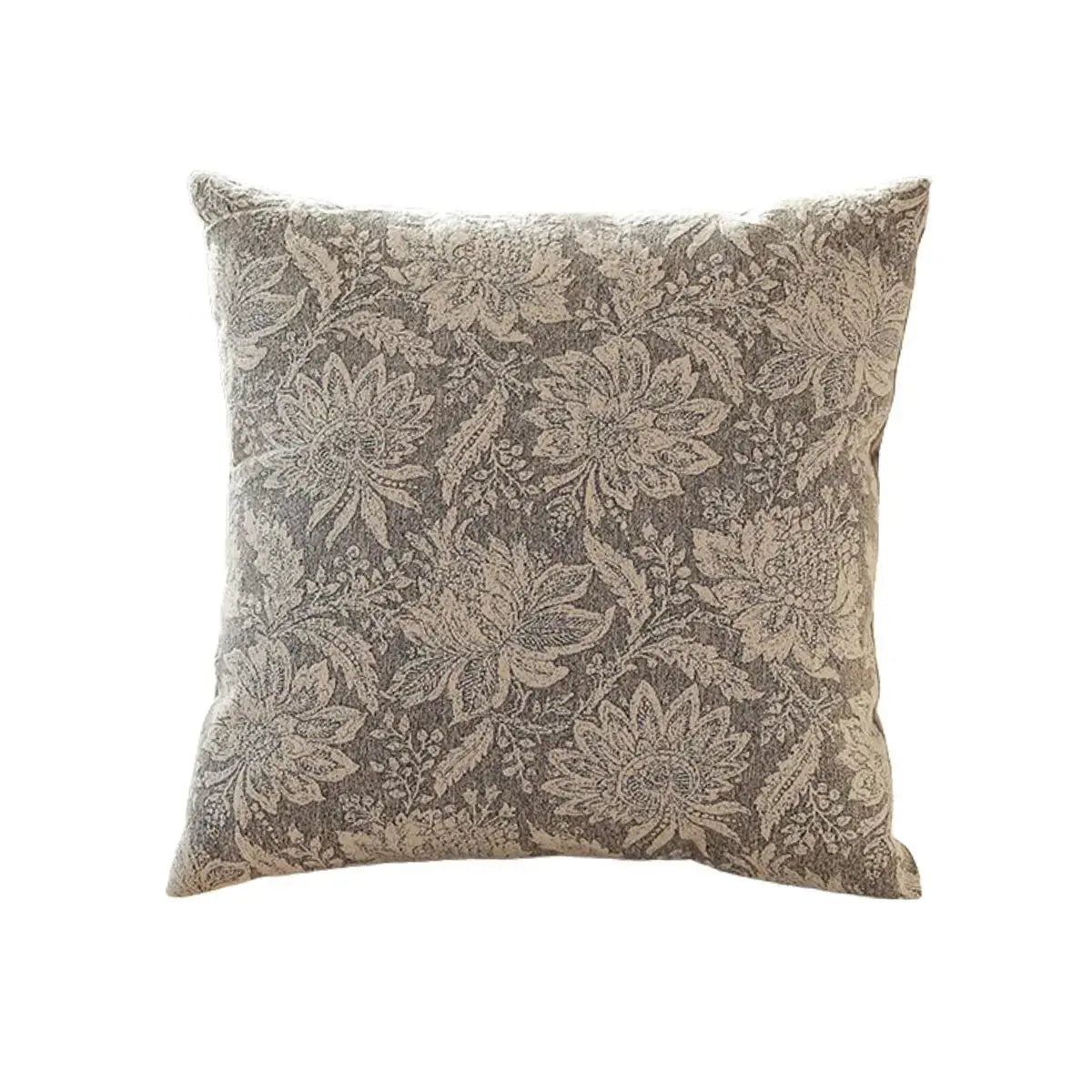 Thasna Grey Floral Cushion Cover A Speckled Space