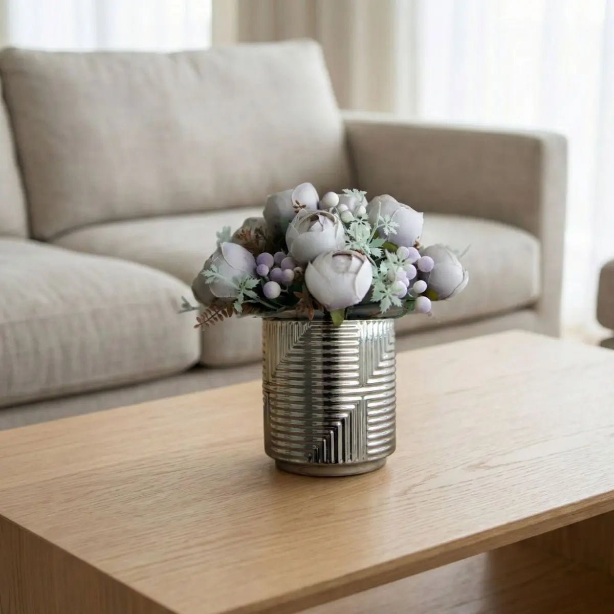 Peony Grey Floral Arrangement Speckled Space