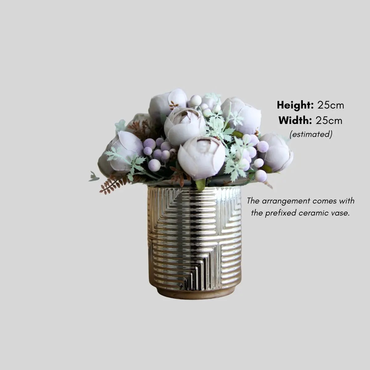 Peony Grey Floral Arrangement Speckled Space