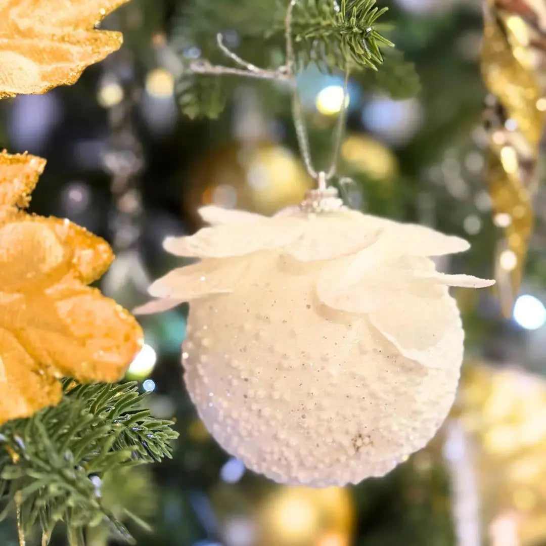 White Textured Baubles C Speckled Space