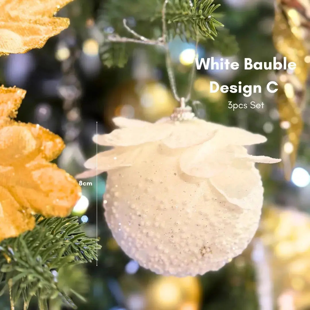 White Textured Baubles C Speckled Space